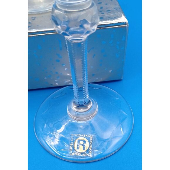 Rogaska Gallia Set Of 6 Floral Etched Cut Lead Crystal Wine Glasses 7" Tall - Picture 14 of 14